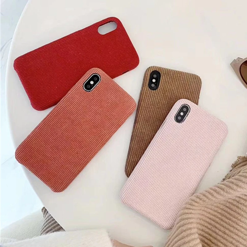 Зимние вельветовые тканевые чехлы для телефонов iPhone X XR XS Max Чехлы 6S 7 8 Plus 12 11 Pro