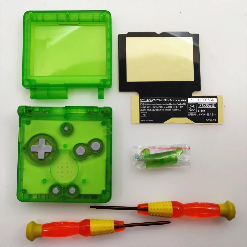 Clear Green Прозрачный корпус корпуса чехол для nintendo для GBA SP ДЛЯ Gameboy Advance SP консоль+ отвертка - Цвет: Clear Green