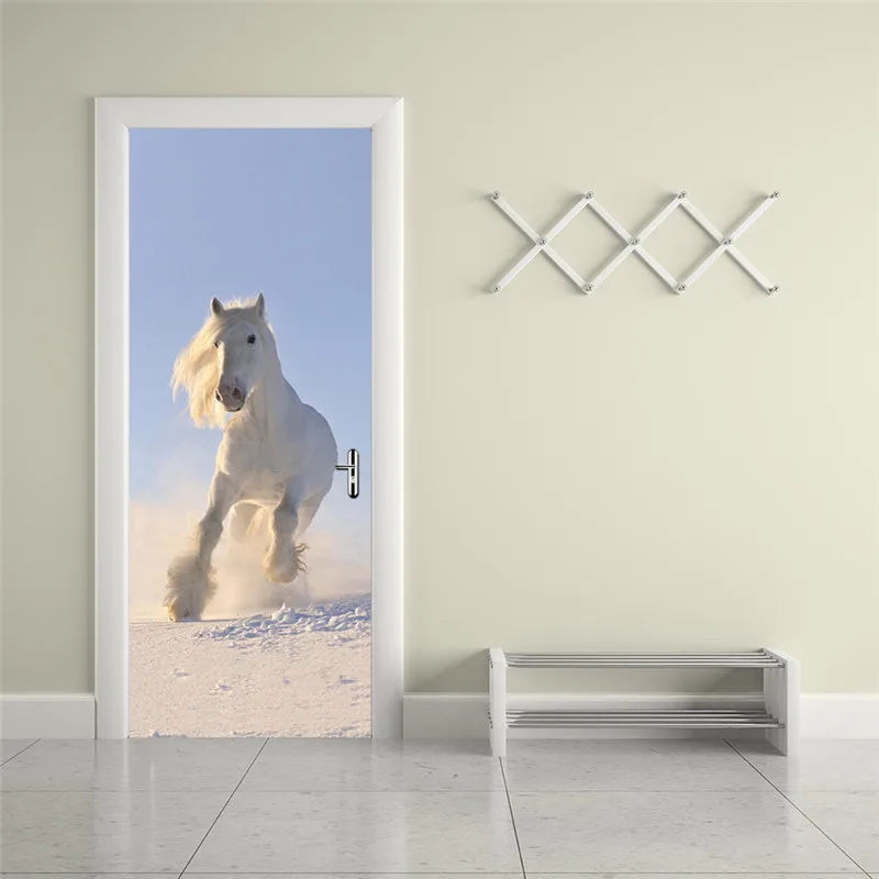 

3D Horse Door Sticker Wall Decal Home Decor for Living Room Gate Stickers Door Decoration