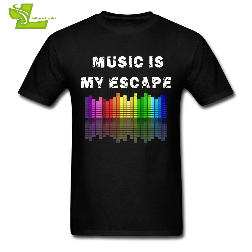 Футболка мужская с надписью Music Is My Escape крутая тенниска круглым вырезом майка