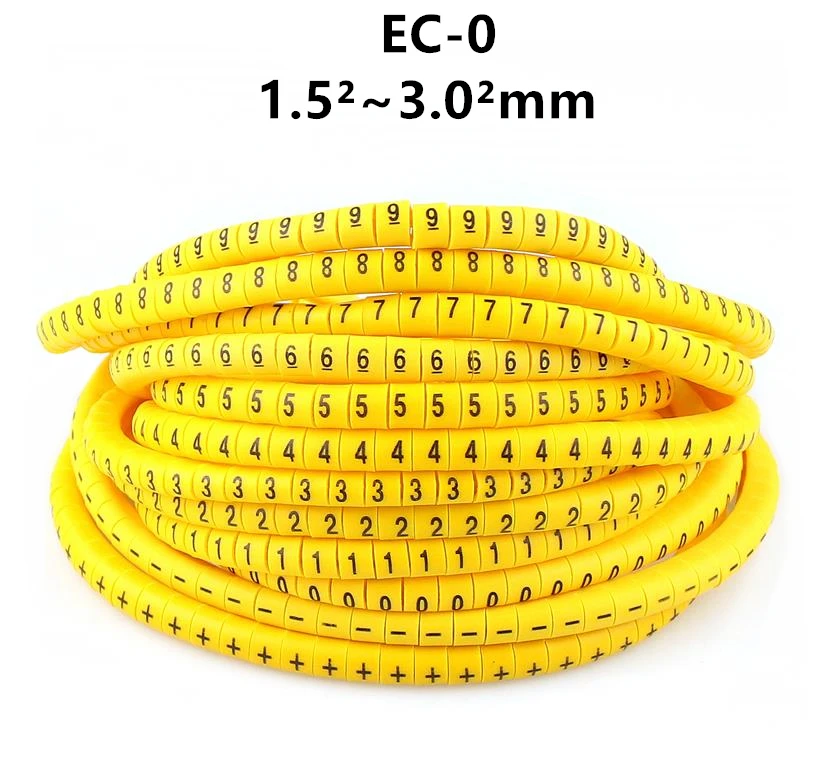 EC-0 Кабельные маркеры буквы от 0 до 9+-X 600 шт(Each50pcs) для проволоки диаметром 1,5 кв. Мм~ 3,0 кв. Мм Кабельные маркеры