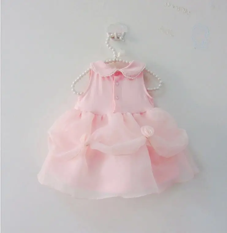 Розовое платье с лепестками для крещения малышей кружевное принцессы жакетом на