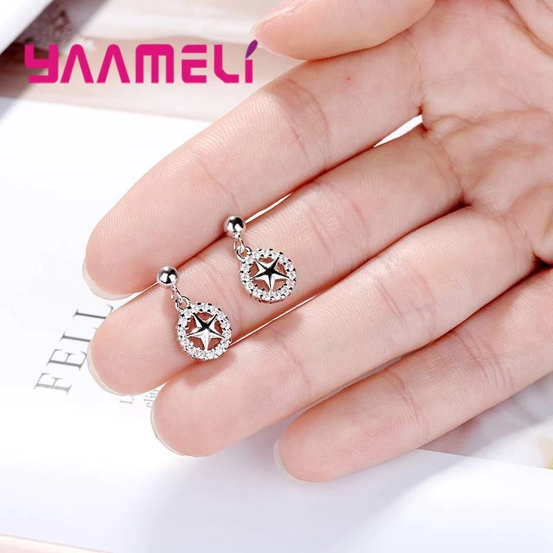 

Hot Sale Luxury Women Trendy Five Star Earrings Dangling 925 Sterling Silver Woman Earrings Fashion Elegant Jewelry