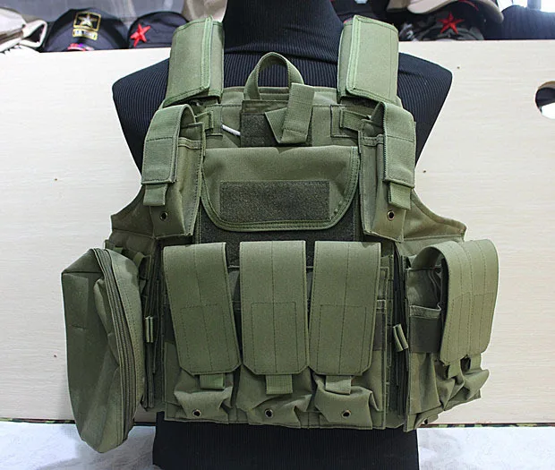 Green Тактический Жилет Molle CIRAS для страйкбола, пейнтбола, боевого жилета с сумкой для журналов+ сумка, Разъемный бронежилет - Цвет: Green