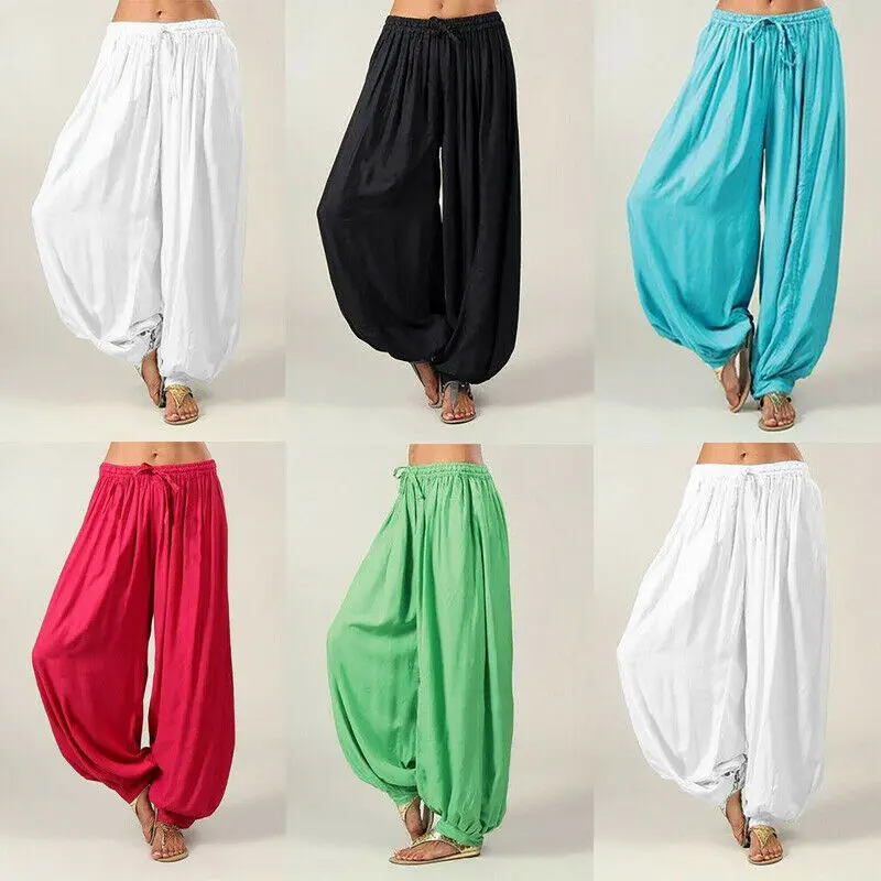 Женские танцевальные штаны с эластичной высокой талией мешковатые хлопковые