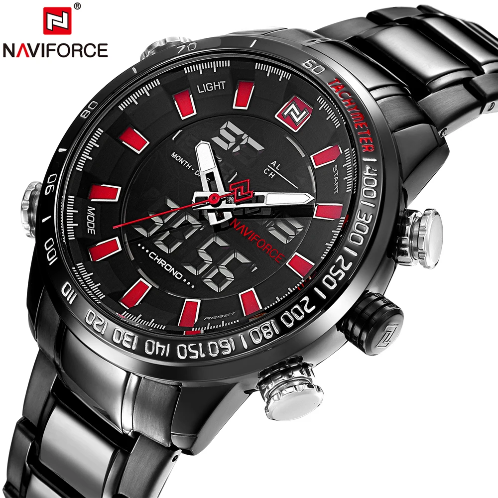 

NAVIFORCE Top Brand Luxury Men's Full Steel Watch Quartz Analog Digital Sports Watches Male Clock Hours Relogio Masculino