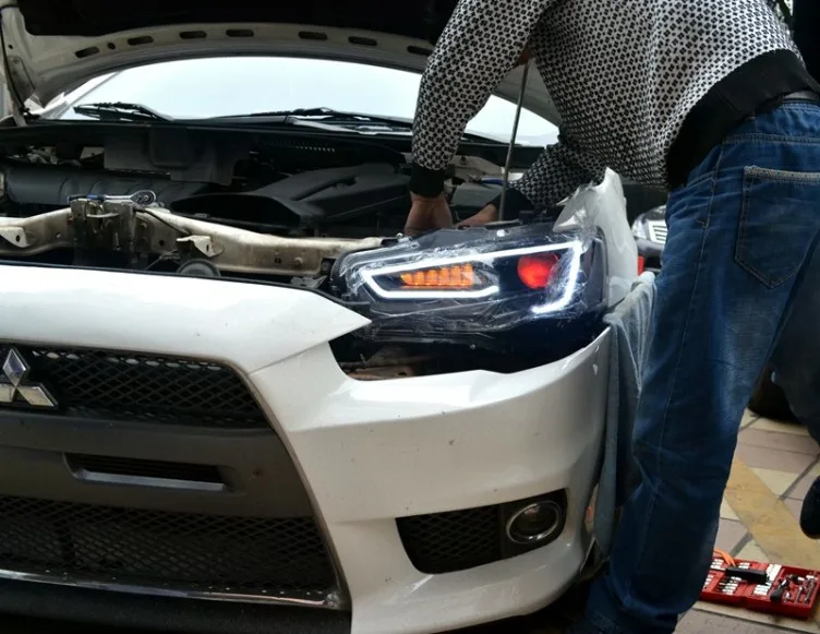 Фара для Mitsubishi Lancer EX lightbar 2008 2009 2010 2011 2012 2013 - Цвет: Demon No Bulb