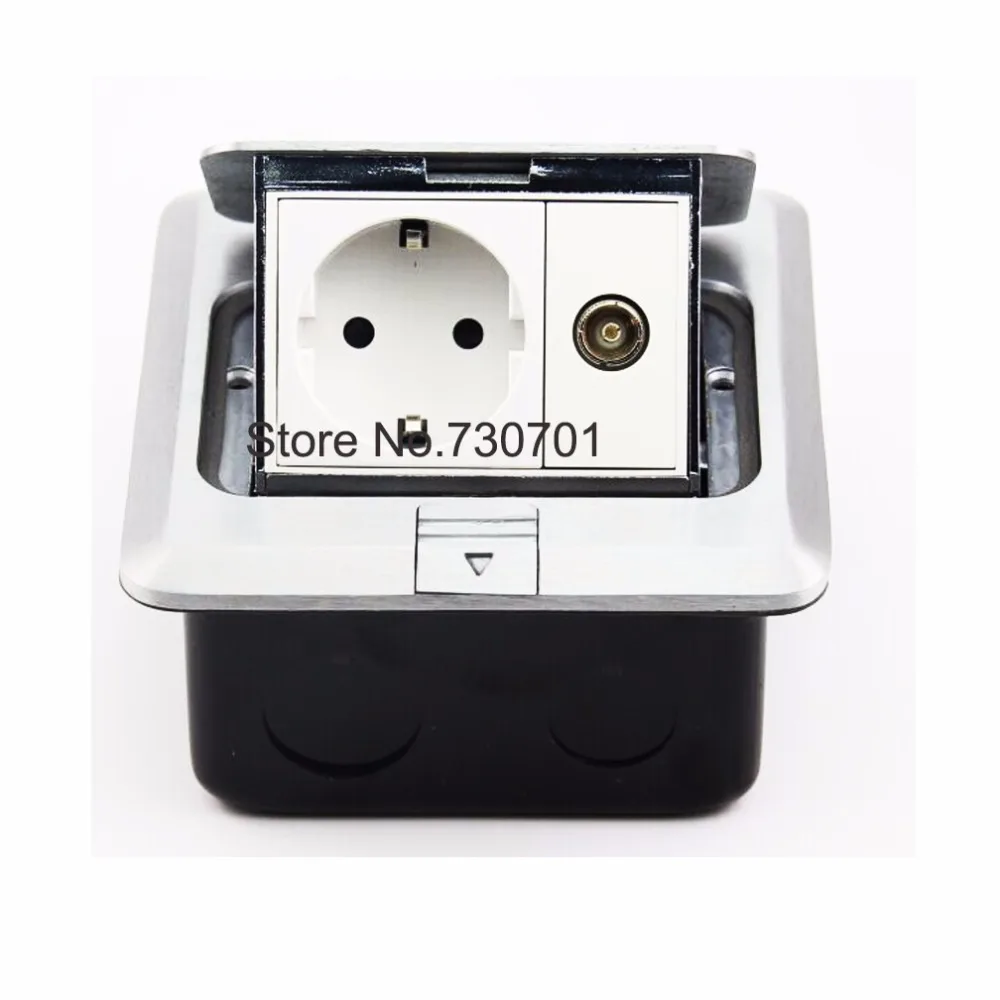 

1 European floor socket with TV connector press switch,Silver/Yellow