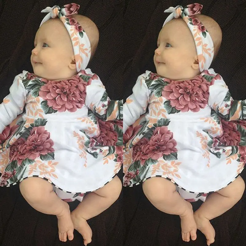 2018 New Fashion Hot Newborn Kids Baby Girls Flower Princess Party Printed Pageant Dresses Clothes CH | Детская одежда и обувь