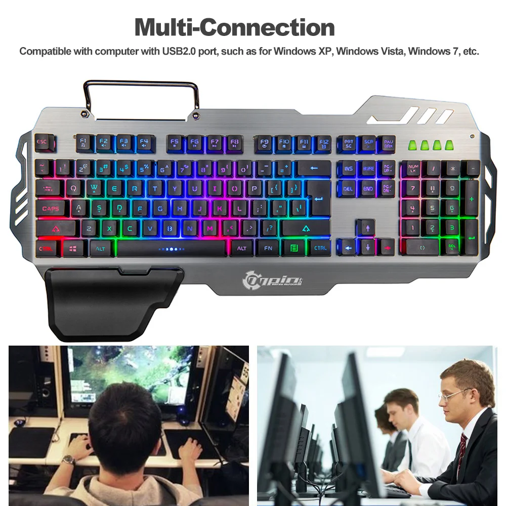 USB Проводная игровая клавиатура Эргономичная подставка для запястья RGB со