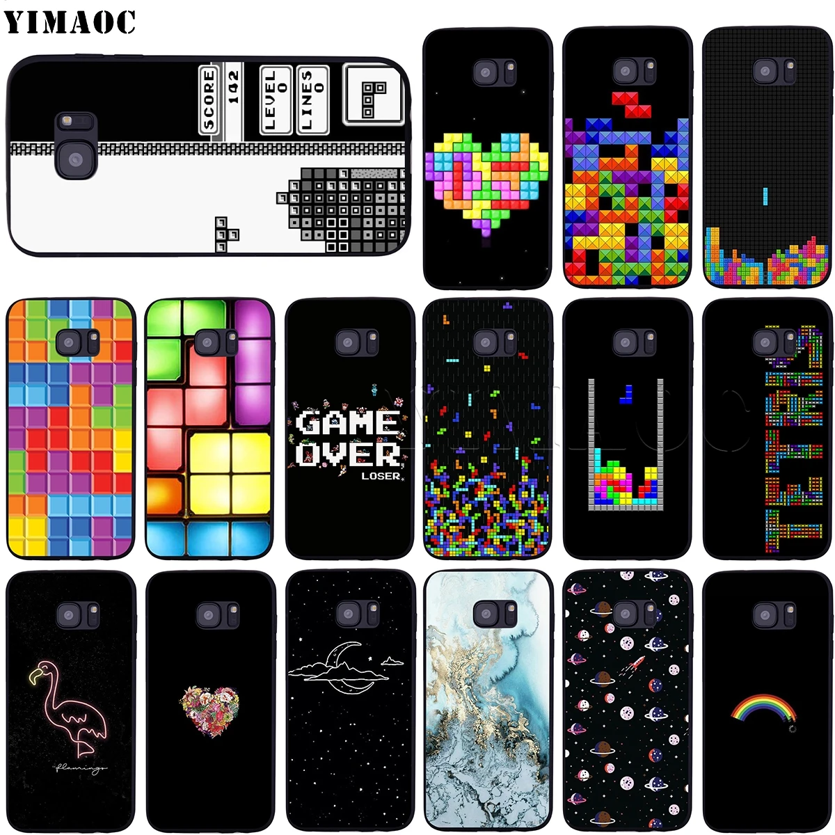 Чехол YIMAOC Tetris для Samsung Galaxy A7 A8 A9 A10 A20 A30 A40 A50 A70 M10 M20 M30 S10e J6 Plus|Бамперы| |