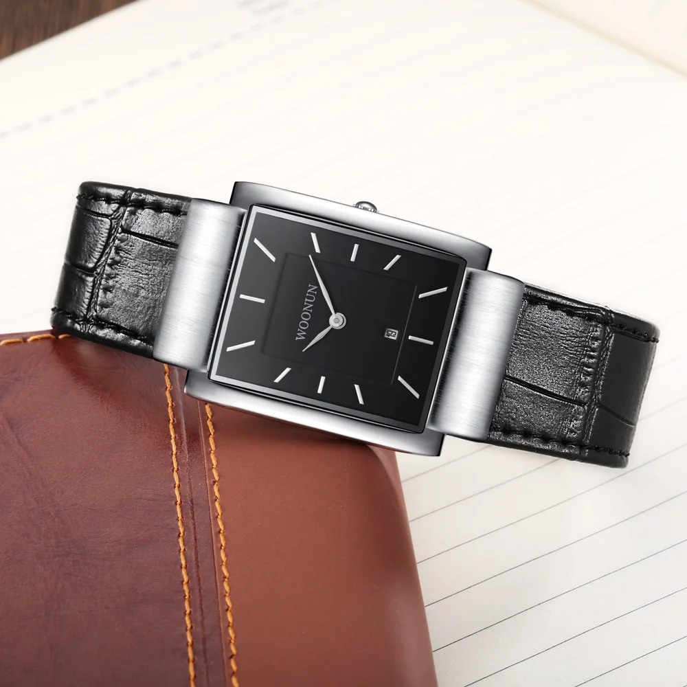 Часы мужские кварцевые ультратонкие прямоугольные в японском стиле 2020|watch for|watches
