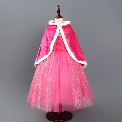 Pink Зима г.; плащ Эльзы для девочек; бархатный плащ для девочек; накидка принцессы синего цвета для девочек; детская шаль с капюшоном и героями мультфильмов; одежда - Цвет: Pink