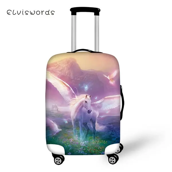 CDWX2621LMS ELVISWORDS мультяшный защитный чехол для чемодана с рисунком радужной лошади эластичный Пыленепроницаемый Чехол водонепроницаемые аксессуары для багажа - Цвет: CDWX2621LMS