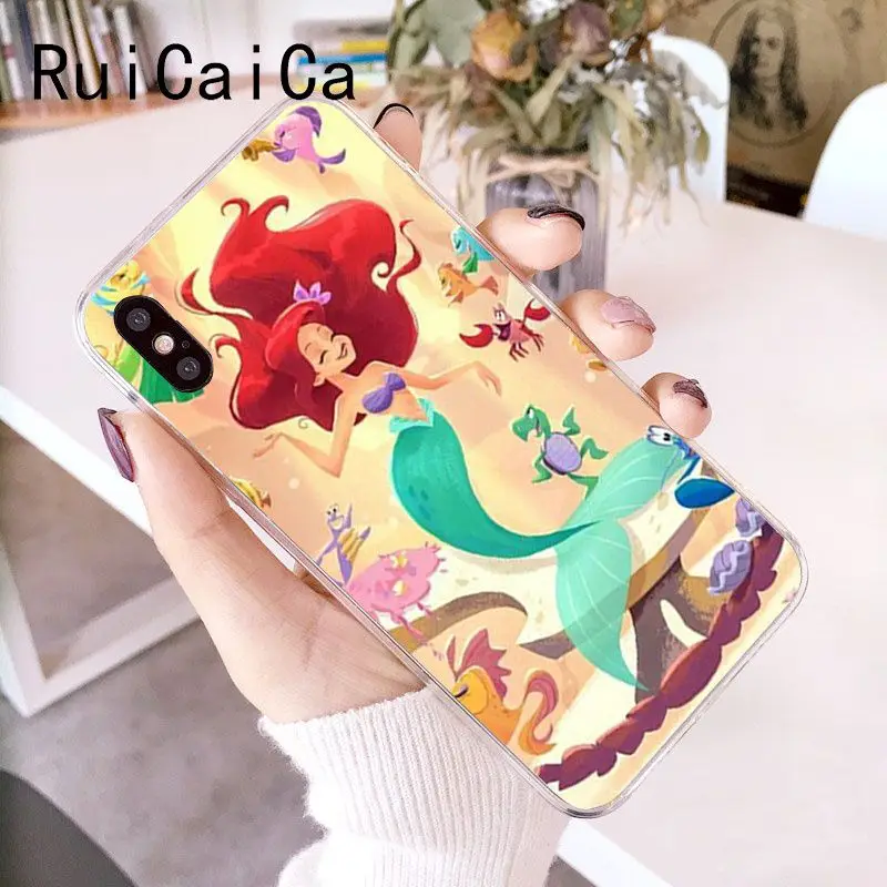 RuiCaiCa Принцесса Ариэль Русалочка ТПУ мягкий резиновый чехол для телефона iPhone 5 5Sx 6