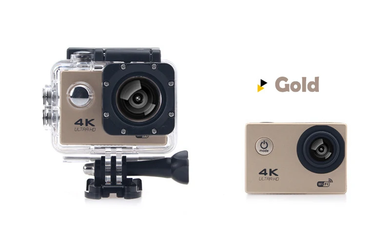 4 K Мини WiFi экшн-Камера Ультра HD подводная спортивная видеокамера Портативная Цифровая Видео Аудио Открытый шлем микро запись камера - Цвет: Gold