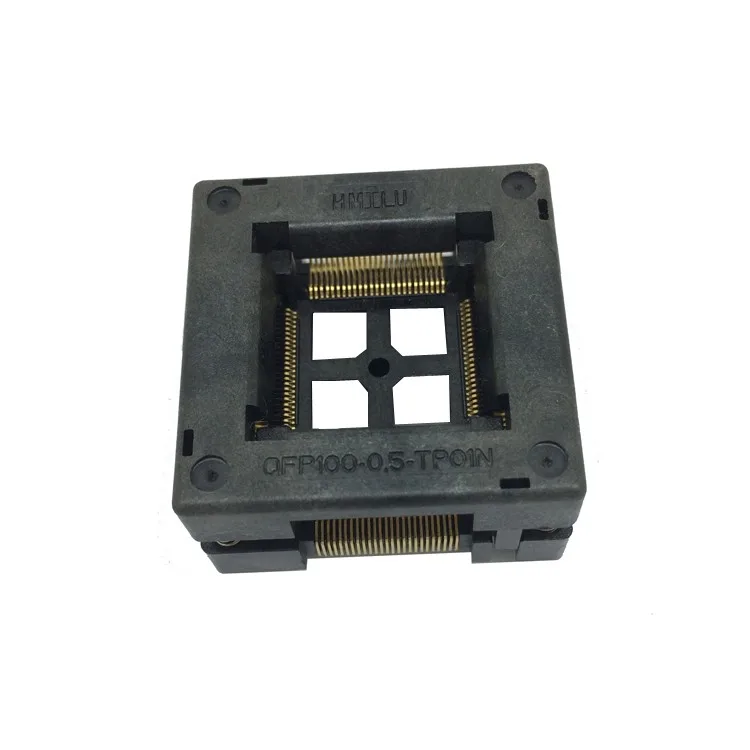 

TQFP100 FQFP100 LQFP100 Burn in Socket OTQ-100-0.5-09 Pin Pitch 0.5mm IC Body Size 14x14mm Open Top Test Adapter