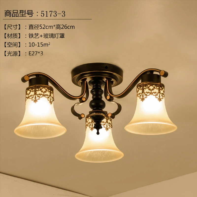 

European style living room ceiling lights country iron art restaurant light simple Mediterranean style bedroom lamp hotel lamp
