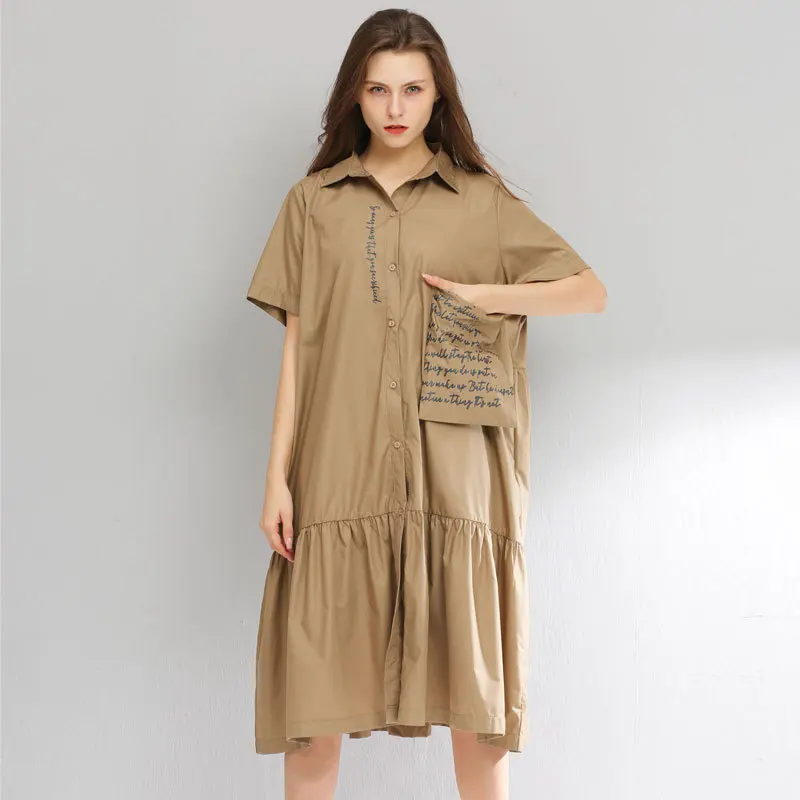 Женское платье LANMREM повседневное длинное с карманами однотонное большого