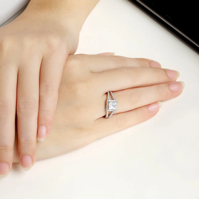 Женское Обручальное Кольцо AINUOSHI Infinity Love Princess Cut Halo обручальное кольцо из