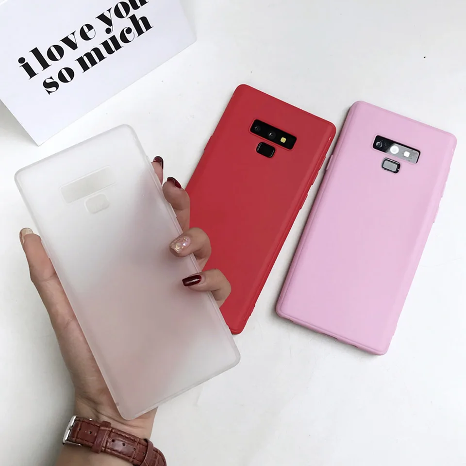 Для samsung Galaxy Note 9 чехол матовый Силиконовый мягкий с покрытием S9 S8 плюс S6 S7 Edge Meizu M5