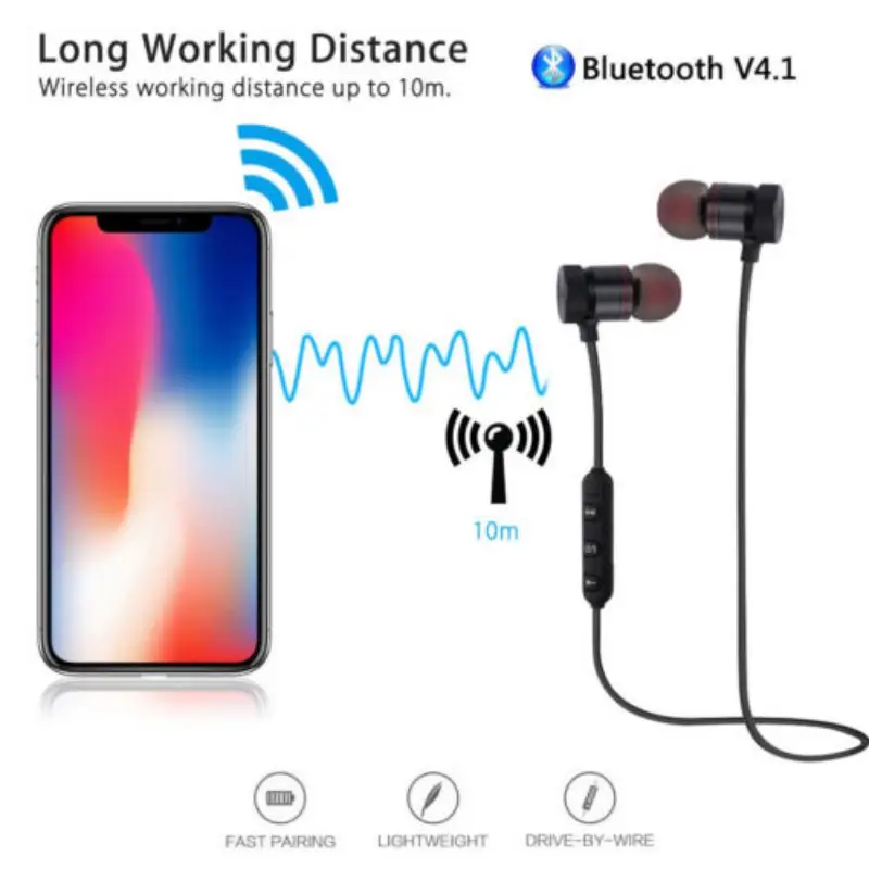 Магнитные беспроводные Bluetooth наушники спортивные наушники с Micphone для смартфона планшета ноутбука ПК