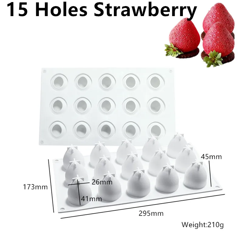 15 Holes Strawberry SHENHONG холодный Летний Фруктовый Торт Форма для выпечки французский десерт художественный мусс силиконовые 3D формы для выпечки кондитерские изделия для дома вечерние свадебные - Цвет: 15 Holes Strawberry