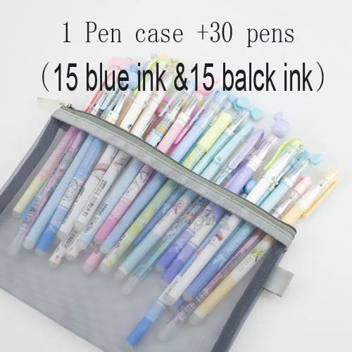 15 Blue 15 balck 31 шт./пакет практичные милые сердцу горошек стираемая ручка черные, голубые чернила Волшебная шариковая ручка 0,38 мм для школы и офиса письменные питания детей - Цвет: 15 Blue 15 balck