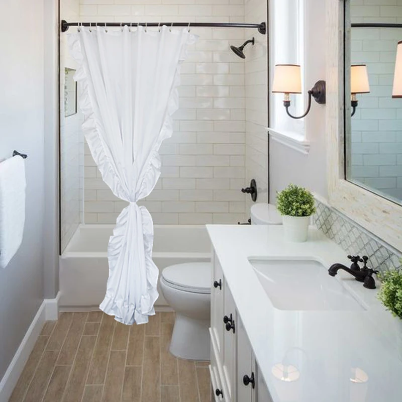 ufriday white lace shower curtain bath curtain for bathroom waterproof moldproof polyester baths curtain elegant home decoration free global shipping