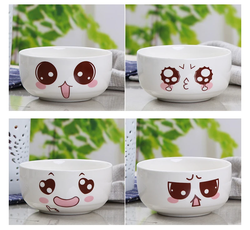 Мультяшная керамическая чаша Happy Expression кухонные Миски Керамические Детские кухонные чаши аксессуары