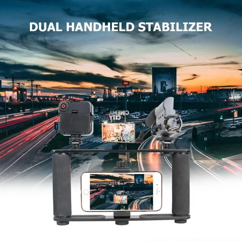 Dual Handle Grips Camera Stabilisateur Smartphone Action Cam Holder Phone Cage Portable Phone Stabilizer Estabilizador for Gopro