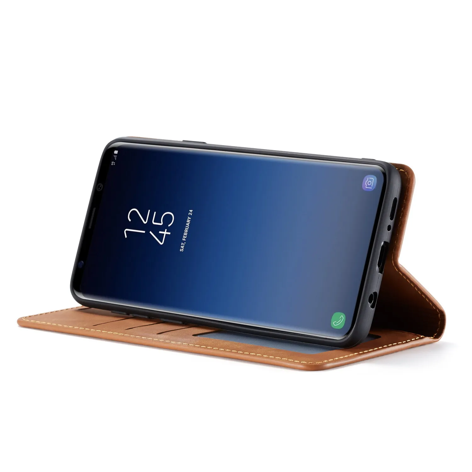 Роскошный кожаный бумажник чехол для samsung S8 S9 плюс Слот магнитных карт флип