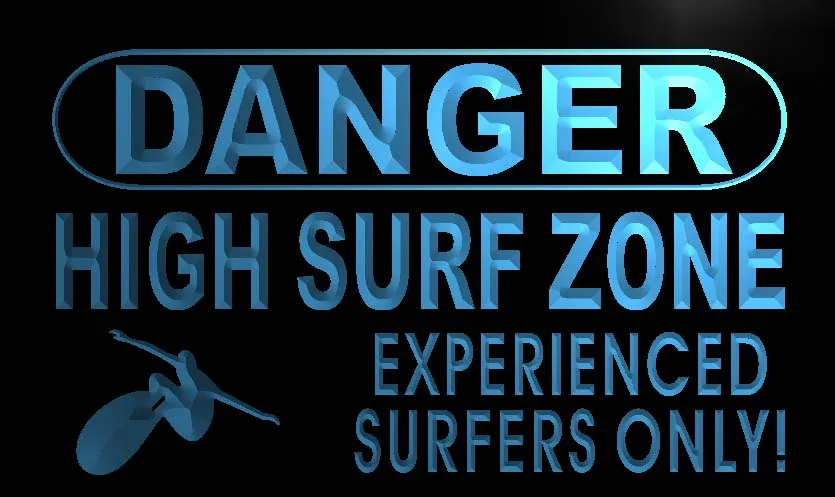 LN652-Опасность высокого Surf Zone светодиодный знак неонового света | Дом и сад