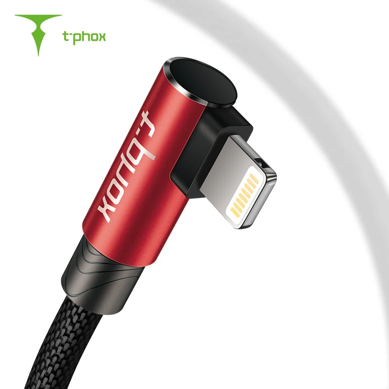 Usb-кабель T-phox 90 градусов для iPhone XS Max XR X 8 7 6 6s 5 5S кабель быстрой зарядки и передачи