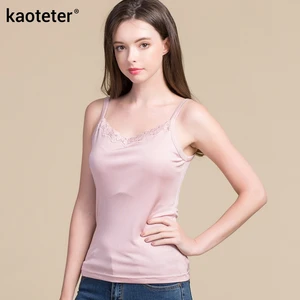 Майка из 100% чистого шелка, женская верхняя одежда, пышная кружевная шелковая рубашка без рукавов на лето