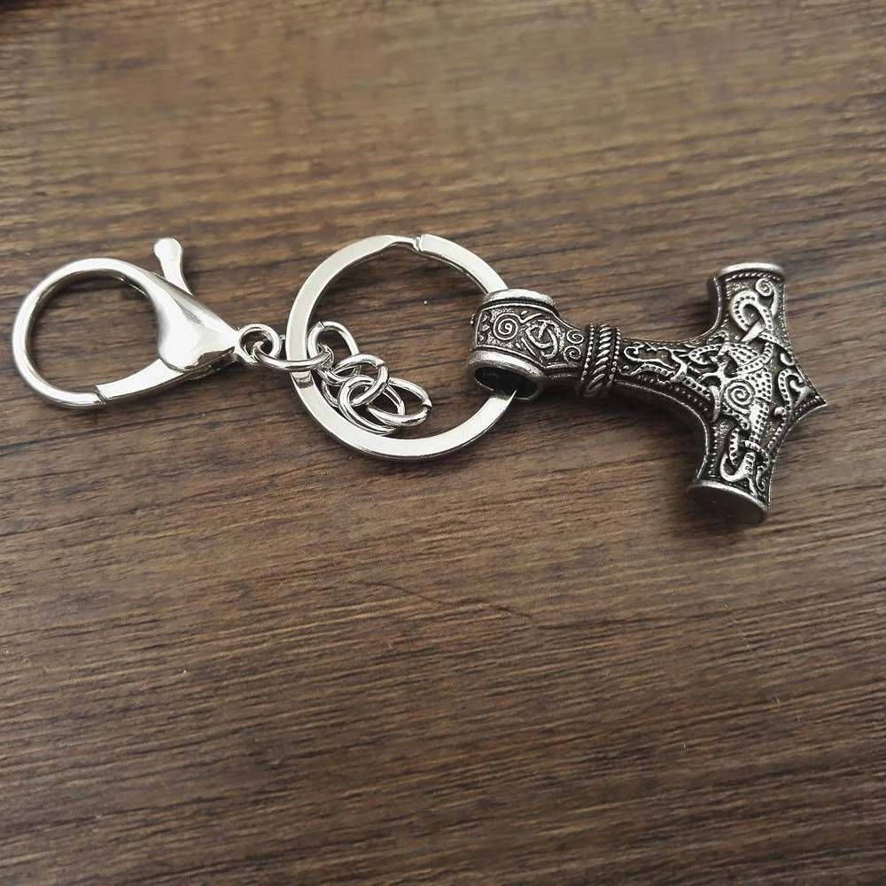 Брелок SanLan 1 шт. Thor the Norse God of Thunder Viking Thors Hammer серебряный цвет Mjolnir