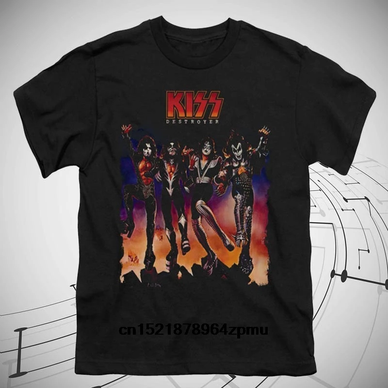 Мужская футболка с круглым вырезом и короткими рукавами рок группа Kiss