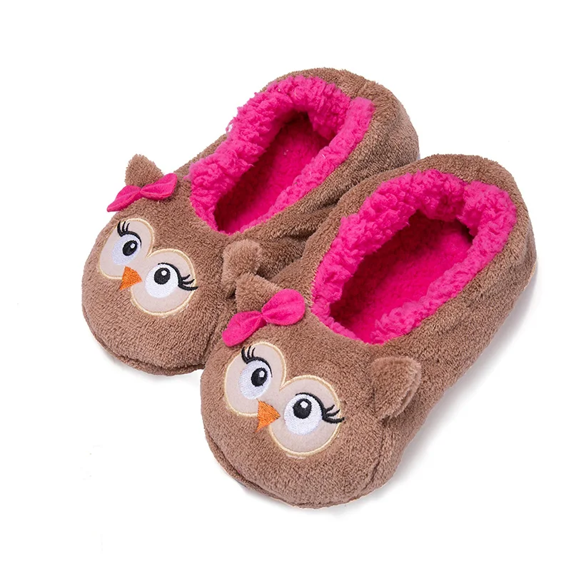 owl FRALOSHA/теплые женские домашние тапочки на мягкой подошве; Фланелевые домашние шлепанцы в форме животных; цвет черный, розовый, красный, коричневый - Цвет: owl
