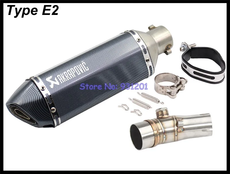 Мотоцикл выхлопная труба akrapovic глушитель выхлопных газов для ER6N адаптер для подключения труба среднего звена с Концевая выхлопная труба глушителя(2012 - Цвет: Type E2