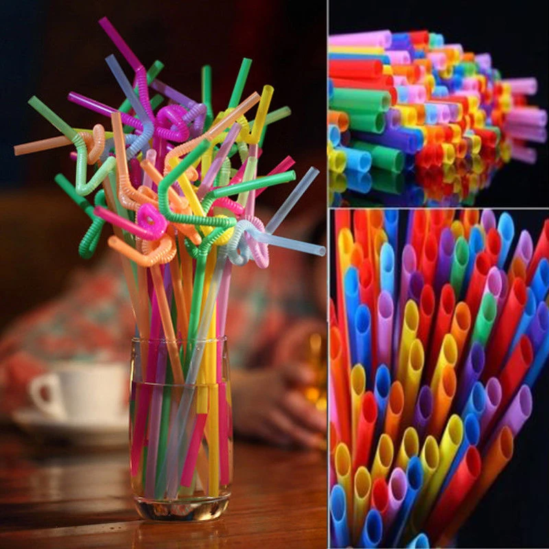 100 шт. удлиненные гибкие пластиковые соломинки для питья вечерние бар питьевой