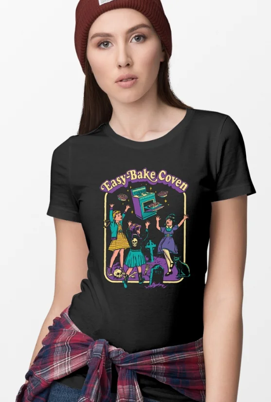 Hillbilly New Casual Short Sleeve Black T-shirts Punk Print Easy Bake Coven Women's Tees &amp Tops Female Summer Plus Shirts | Женская