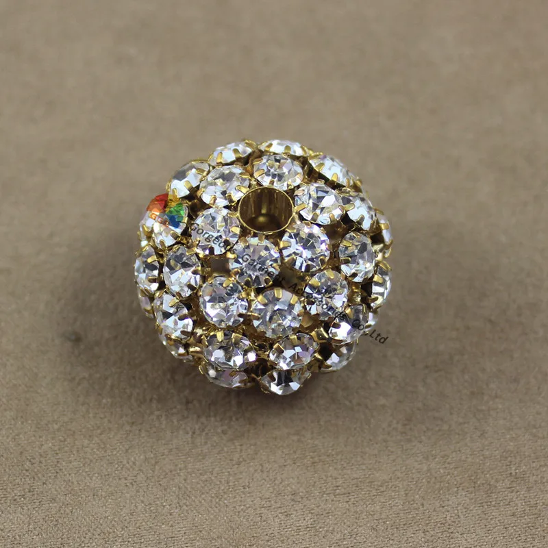 Золотые металлические блестящие чешские прозрачные бусины 30 мм из страз для