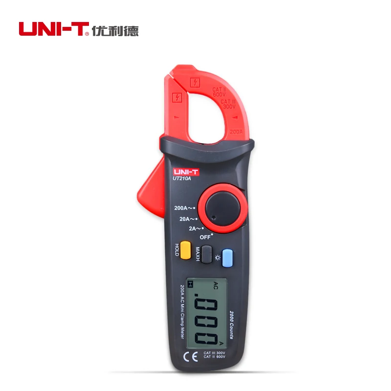 UNI-T UT210A 2000 Мини Цифровой Клещи Мультиметр Тестер для ПЕРЕМЕННОГО ТОКА 2A/20A/200A