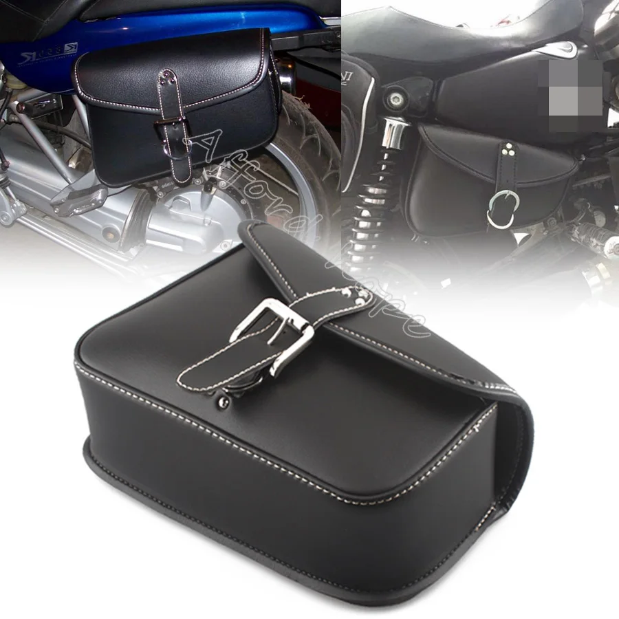 

For Harley Sportster XL 883 1pc PU Leather Saddle Bags Motorcycle Luggage Right side Saddle Bags Black Rider Motorbike Panniers