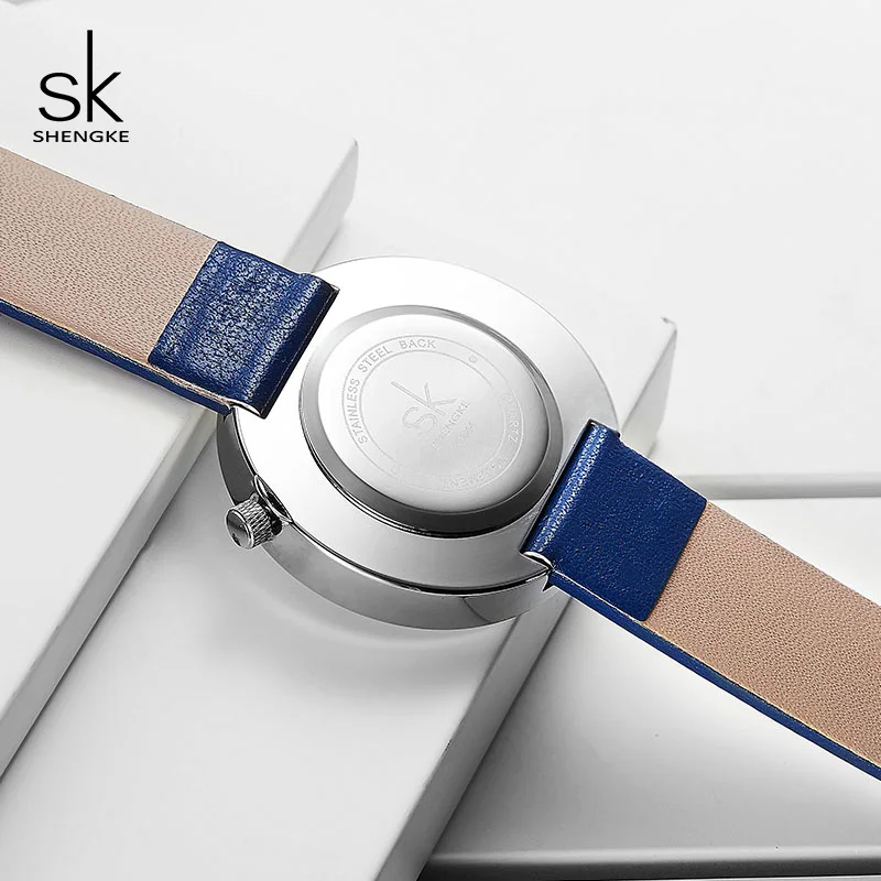 Shengke 2019 новые модные креативные кварцевые часы женские синие кожаные SK Relogio Feminino