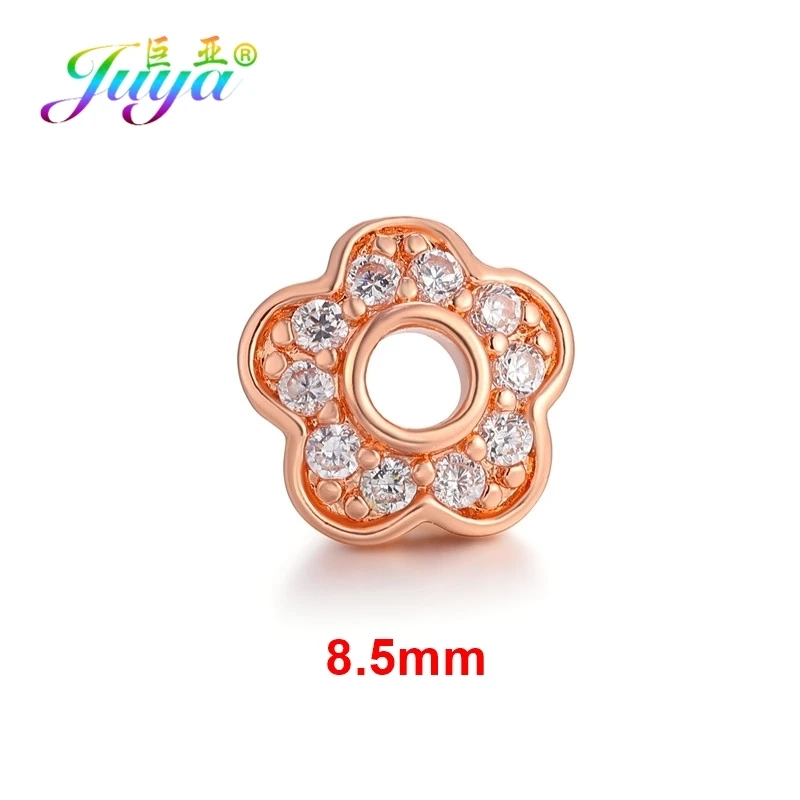 4 Pieces Rose Gold Juya, ручная работа, кисточки, серьги, аксессуары 8, 10, 12 мм, украшение, цветок, разделитель, бусины, шапки для рукоделия, для женщин, модное Изготовление ювелирных изделий - Цвет: 4 Pieces Rose Gold