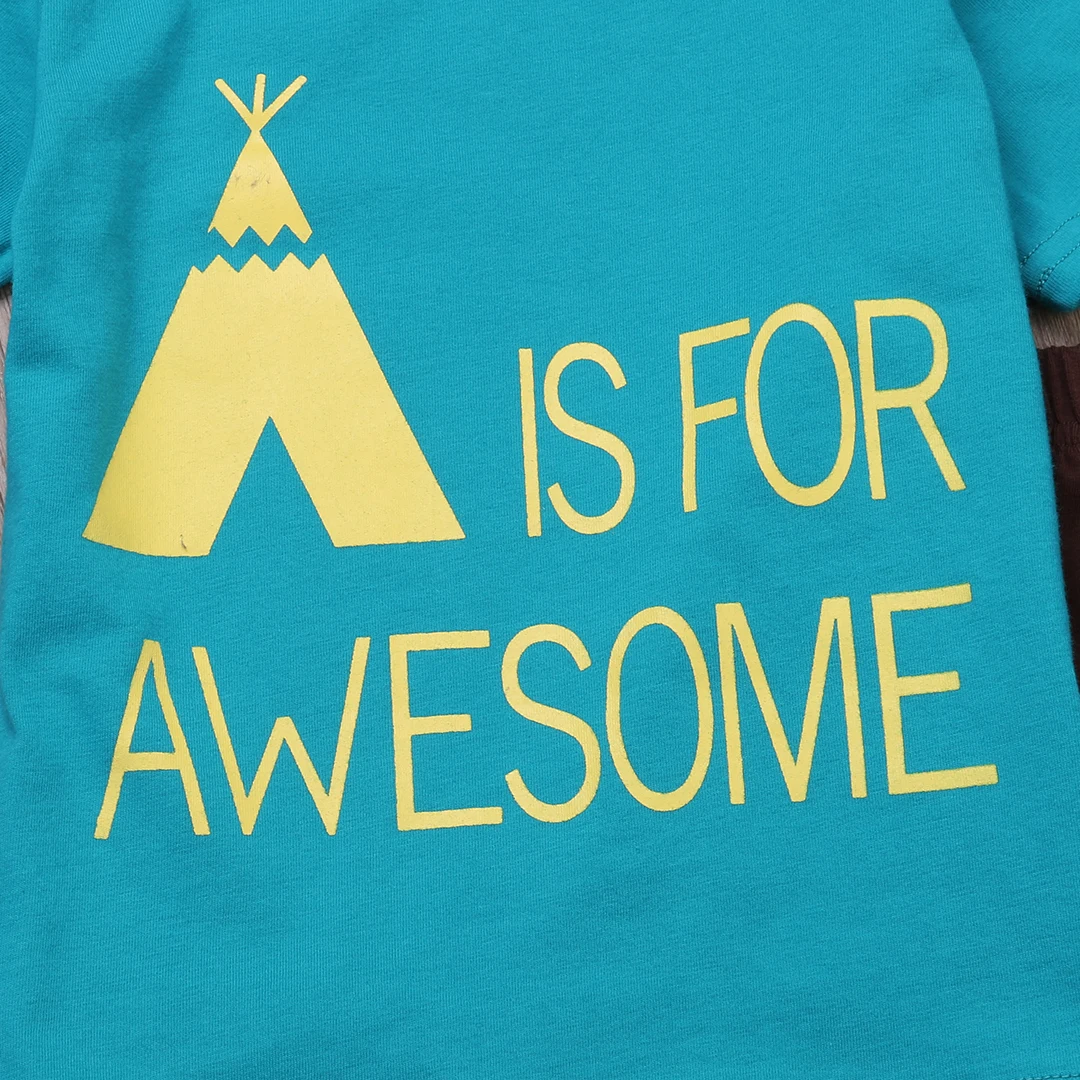 Летняя одежда с надписью A для новорожденных мальчиков комплект одежды