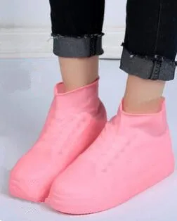 short pink Многоразовые дождевые зимние сапоги, бахилы, Водонепроницаемые дождевые носки, силиконовая резиновая обувь для мужчин, женщин, детей, защита для улицы - Цвет: short pink