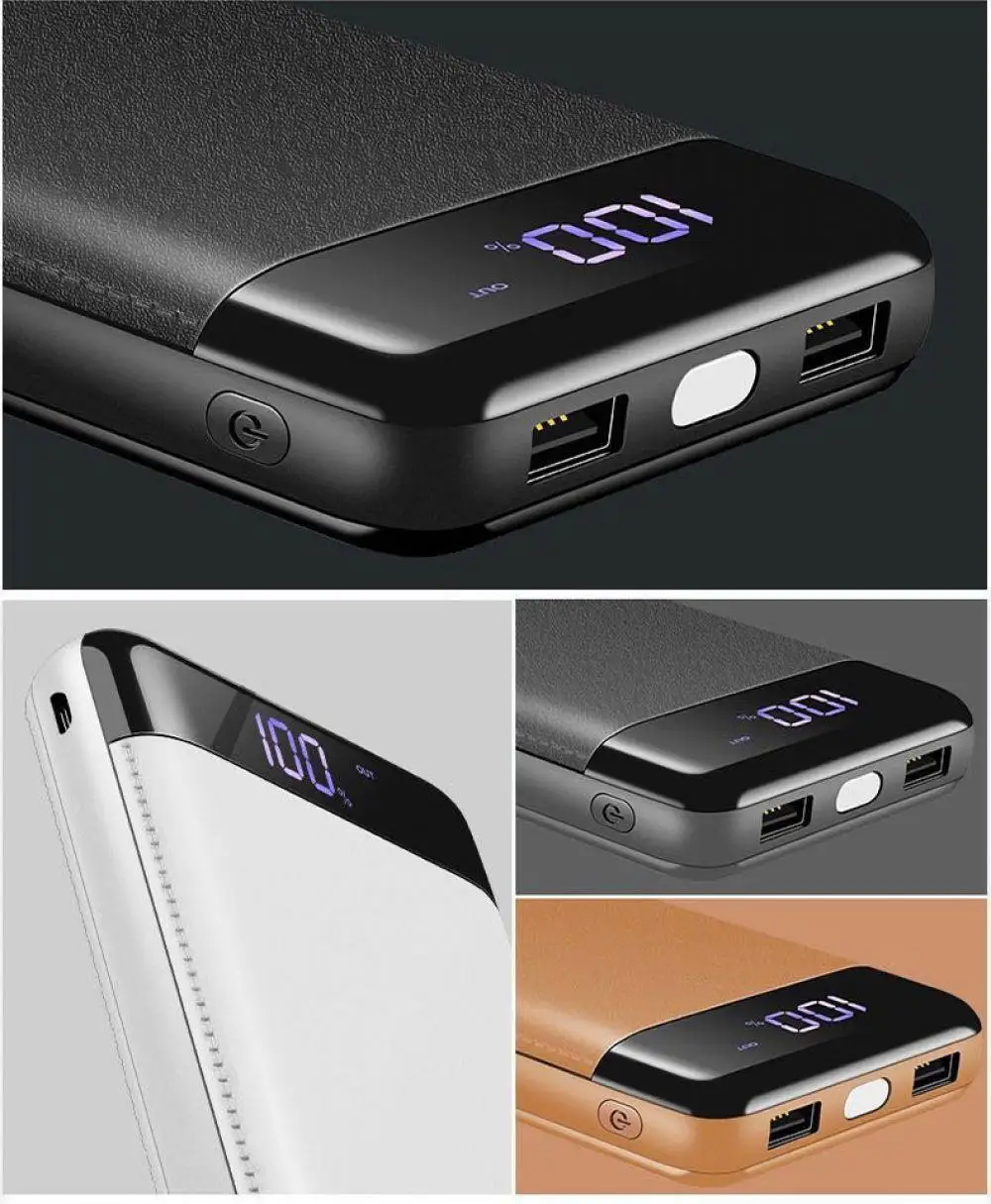 20000 mAh Мощность Bank внешняя Батарея Мощность Bank 2 USB ЖК-дисплей Дисплей Мощность банк Портативный мобильного телефона Зарядное устройство для Xiaomi Mi iphone7