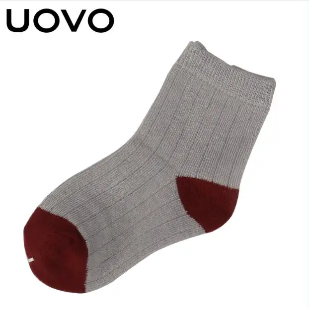Light Grey UOVO/5 пара/лот, детские носки, Осенние хлопковые носки детские гетры на возраст от 6 до 12 лет - Цвет: Light Grey